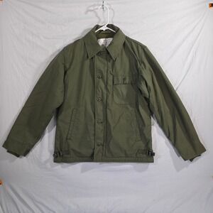 Vintage 70s US Navy A-2 Deck Jacket Cold Weather Permeable Field Coat Med 38-40